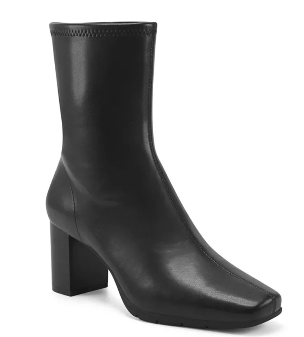 Aerosoles Miley Boots Women's Size 9W Black Square Toe Ankle Booties New